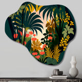 Blossoming And Vibrant Jungle Flora I - Asymmetric Metal Wall Art