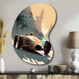 Retro Race Car In Monaco Street Race II - Asymmetric Metal Wall Art