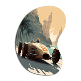 Retro Race Car In Monaco Street Race II - Asymmetric Metal Wall Art