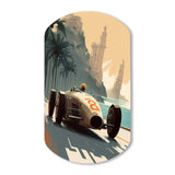 Retro Race Car In Monaco Street Race II - Asymmetric Metal Wall Art