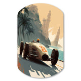 Retro Race Car In Monaco Street Race II - Asymmetric Metal Wall Art