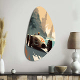 Retro Race Car In Monaco Street Race II - Asymmetric Metal Wall Art