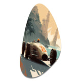 Retro Race Car In Monaco Street Race II - Asymmetric Metal Wall Art