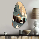 Retro Race Car In Monaco Street Race II - Asymmetric Metal Wall Art