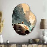 Retro Race Car In Monaco Street Race II - Asymmetric Metal Wall Art