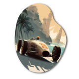 Retro Race Car In Monaco Street Race II - Asymmetric Metal Wall Art