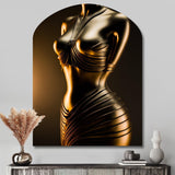 Stylish Golden Dress Mannequin I - Asymmetric Metal Wall Art