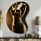 Stylish Golden Dress Mannequin I - Asymmetric Metal Wall Art