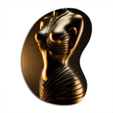 Stylish Golden Dress Mannequin I - Asymmetric Metal Wall Art