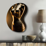 Stylish Golden Dress Mannequin I - Asymmetric Metal Wall Art