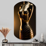 Stylish Golden Dress Mannequin I - Asymmetric Metal Wall Art