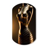 Stylish Golden Dress Mannequin I - Asymmetric Metal Wall Art