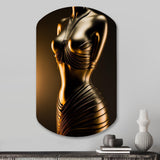 Stylish Golden Dress Mannequin I - Asymmetric Metal Wall Art