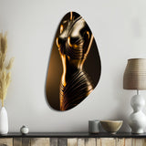 Stylish Golden Dress Mannequin I - Asymmetric Metal Wall Art