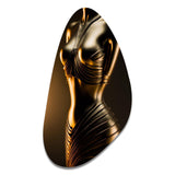 Stylish Golden Dress Mannequin I - Asymmetric Metal Wall Art