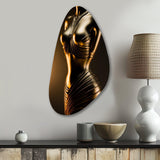 Stylish Golden Dress Mannequin I - Asymmetric Metal Wall Art