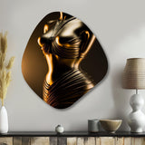 Stylish Golden Dress Mannequin I - Asymmetric Metal Wall Art