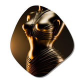 Stylish Golden Dress Mannequin I - Asymmetric Metal Wall Art