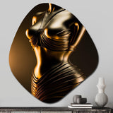 Stylish Golden Dress Mannequin I - Asymmetric Metal Wall Art