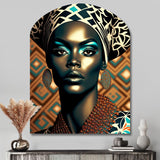 Portrait Of Glamorous African Lady VI - Asymmetric Metal Wall Art