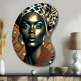 Portrait Of Glamorous African Lady VI - Asymmetric Metal Wall Art