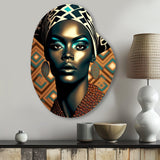 Portrait Of Glamorous African Lady VI - Asymmetric Metal Wall Art