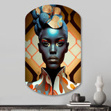 Avant-Garde Elegant African Woman IV - Asymmetric Metal Wall Art