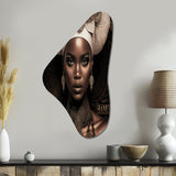 Classy Portrait Of Elegant African Lady IX - Asymmetric Metal Wall Art