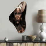 Classy Portrait Of Elegant African Lady IX - Asymmetric Metal Wall Art