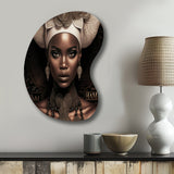 Classy Portrait Of Elegant African Lady IX - Asymmetric Metal Wall Art