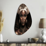 Classy Portrait Of Elegant African Lady IX - Asymmetric Metal Wall Art