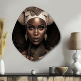 Classy Portrait Of Elegant African Lady IX - Asymmetric Metal Wall Art