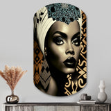 Classy Portrait Of Elegant African Lady X - Asymmetric Metal Wall Art