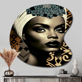 Classy Portrait Of Elegant African Lady X - Asymmetric Metal Wall Art