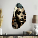 Classy Portrait Of Elegant African Lady X - Asymmetric Metal Wall Art