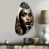 Classy Portrait Of Elegant African Lady X - Asymmetric Metal Wall Art