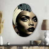 Classy Portrait Of Elegant African Lady X - Asymmetric Metal Wall Art