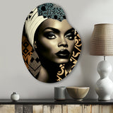 Classy Portrait Of Elegant African Lady X - Asymmetric Metal Wall Art