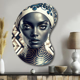 Beautiful Contemporary African Retro Woman I - Asymmetric Metal Wall Art