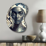 Beautiful Contemporary African Retro Woman I - Asymmetric Metal Wall Art