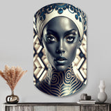 Beautiful Contemporary African Retro Woman I - Asymmetric Metal Wall Art