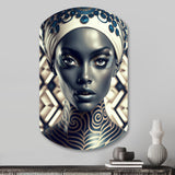 Beautiful Contemporary African Retro Woman I - Asymmetric Metal Wall Art