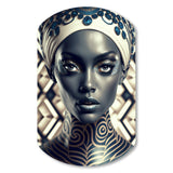 Beautiful Contemporary African Retro Woman I - Asymmetric Metal Wall Art