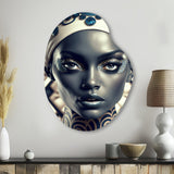 Beautiful Contemporary African Retro Woman I - Asymmetric Metal Wall Art