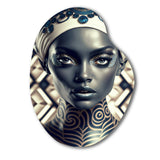 Beautiful Contemporary African Retro Woman I - Asymmetric Metal Wall Art