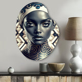 Beautiful Contemporary African Retro Woman I - Asymmetric Metal Wall Art