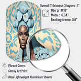 Retro Haute Couture African American Lady V - Asymmetric Metal Wall Art