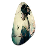 Vintage Japanese Woman With Cherry Blossoms - Asymmetric Metal Wall Art