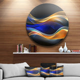 3D Gold Blue Wave Design Abstract Circle Metal Wall Art