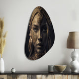 Bohemian Woman Traditional Headdress Vintage Gold I - Asymmetric Metal Wall Art